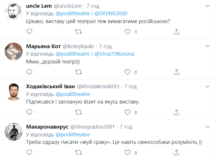 У "Театрі на Подолі" відмовилися спілкуватися російською: обурений глядач звинуватив його "в зухвалості"