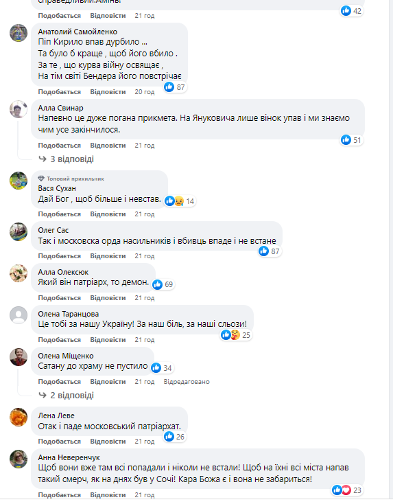 Українці реагують на падіння Кирила